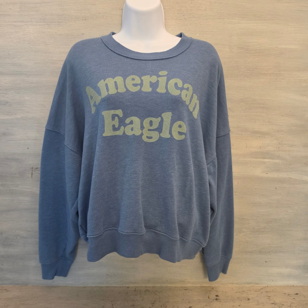 American Eagle 60% Cotton Crew Neck Long Sleeve Pullover Sweatshirt Large GC